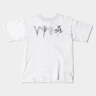 Black And White Scandinavian Plants Kids T-Shirt